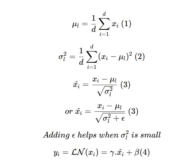 layer Normalization equation